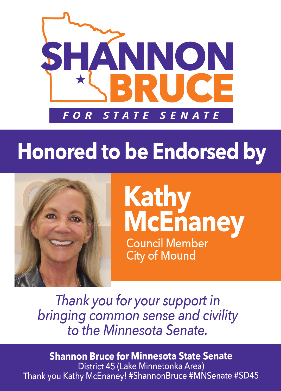 Kathy McEnaney, Council member, City of Mound